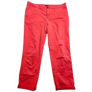 Banana Republic Slim Roll Chino Women 10 Red Bittersweet Cotton Stretch Pants